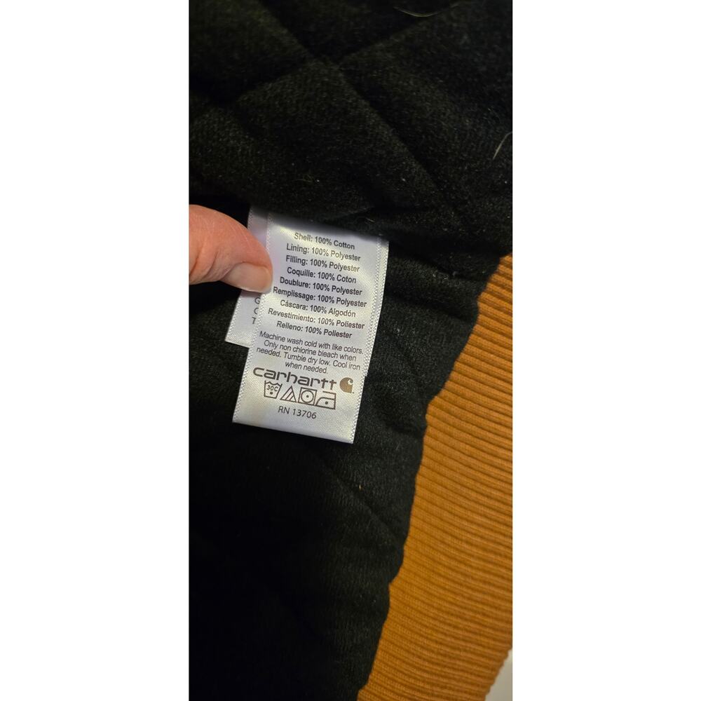 Carhartt Boys' Flannel-Lined Hooded Canvas Insulated Zip-Up Jacket Size L - Picture 5 of 9